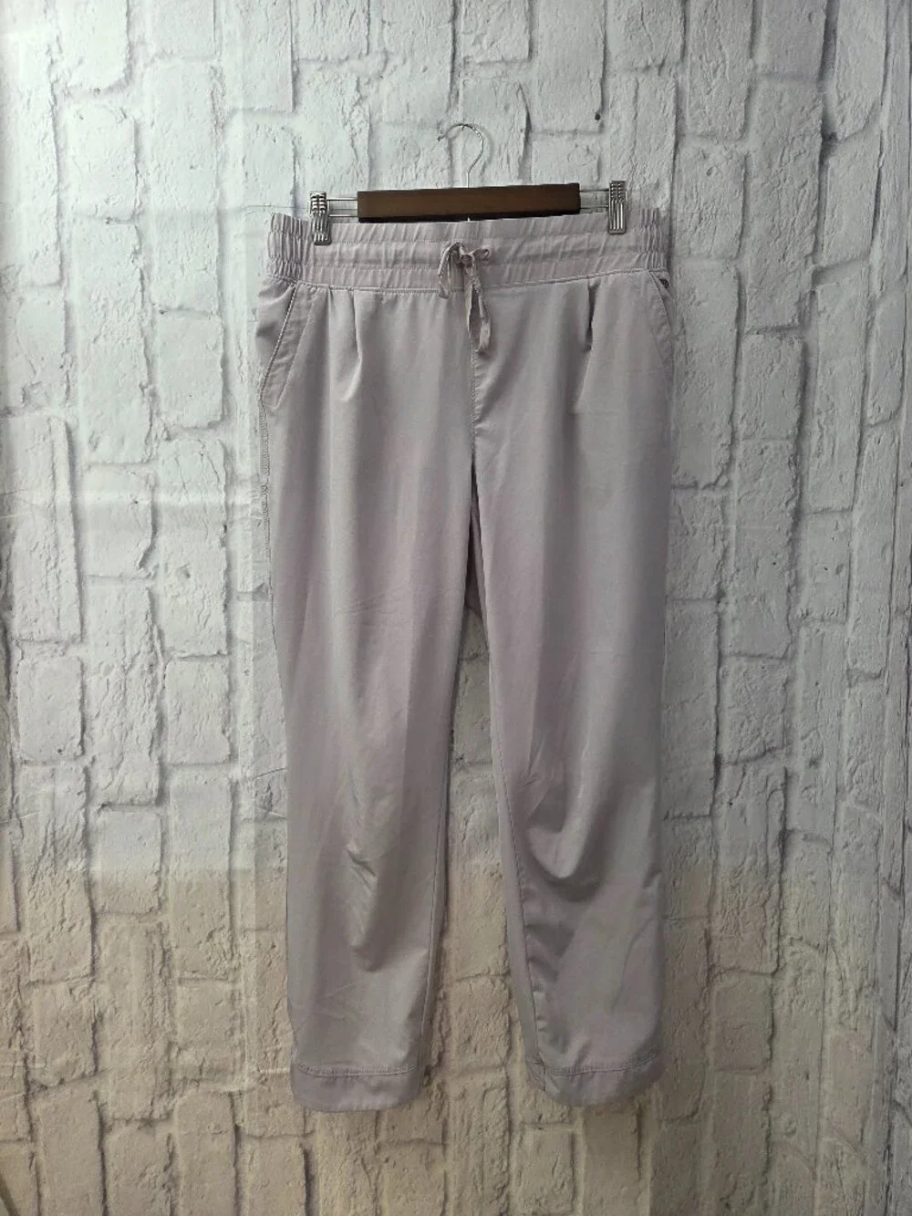 Apana Large Light Lavender Gray Drawstring Scalloped Jogger Pants Spring Casual
